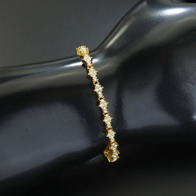 Iced Out Flower-Shaped Cross Tennis Bracelet