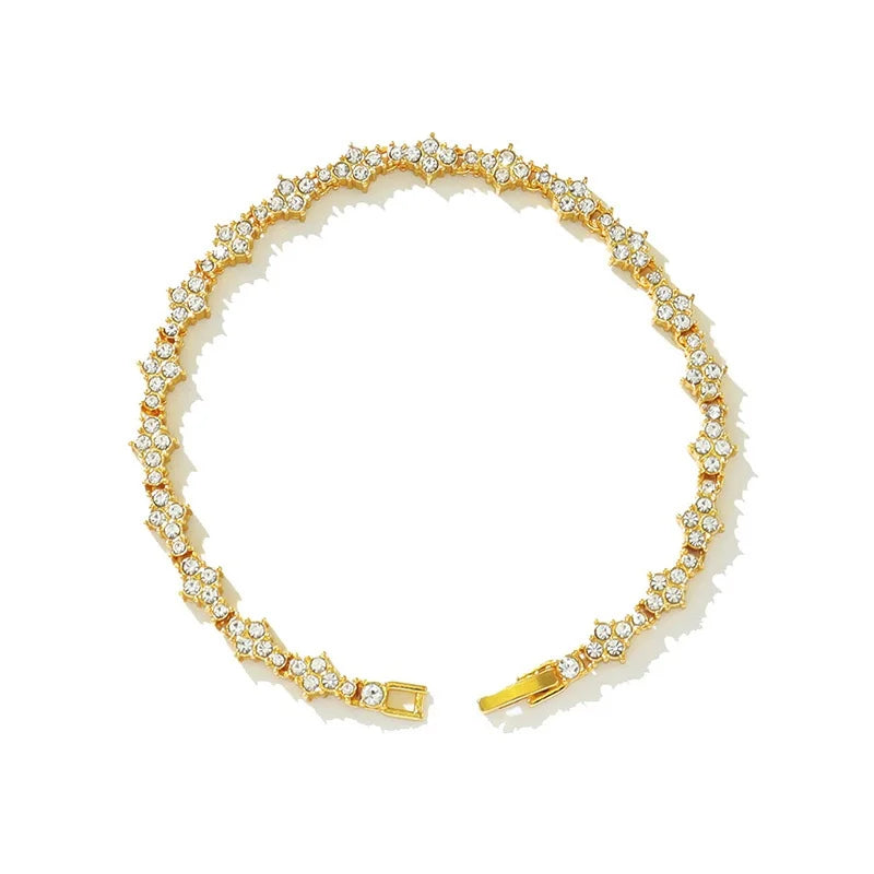 Iced Out Flower-Shaped Cross Tennis Bracelet