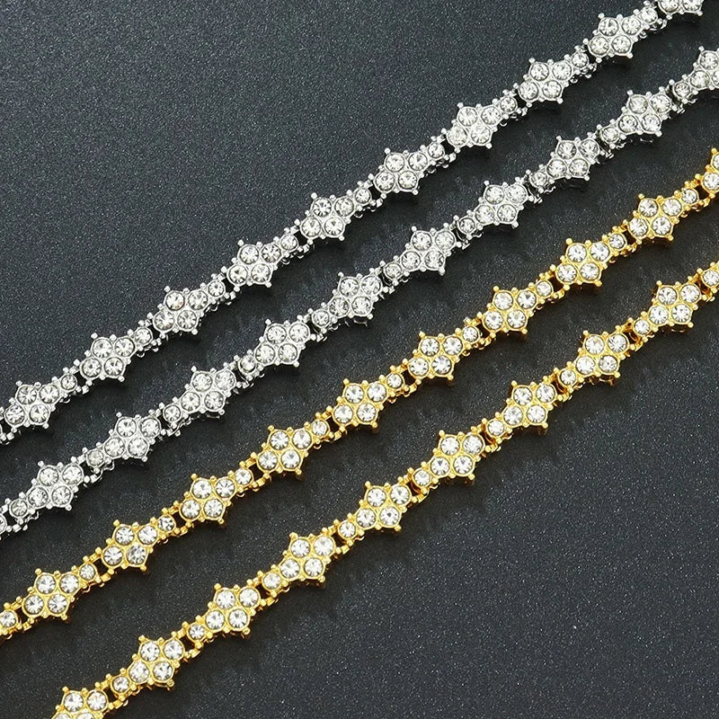 Iced Out Flower-Shaped Cross Tennis Bracelet