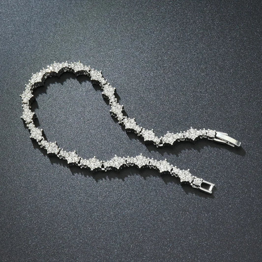 Iced Out Flower-Shaped Cross Tennis Bracelet
