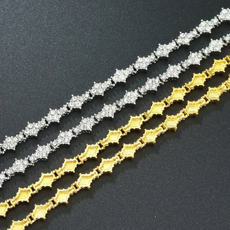 Iced Out Flower-Shaped Cross Tennis Bracelet