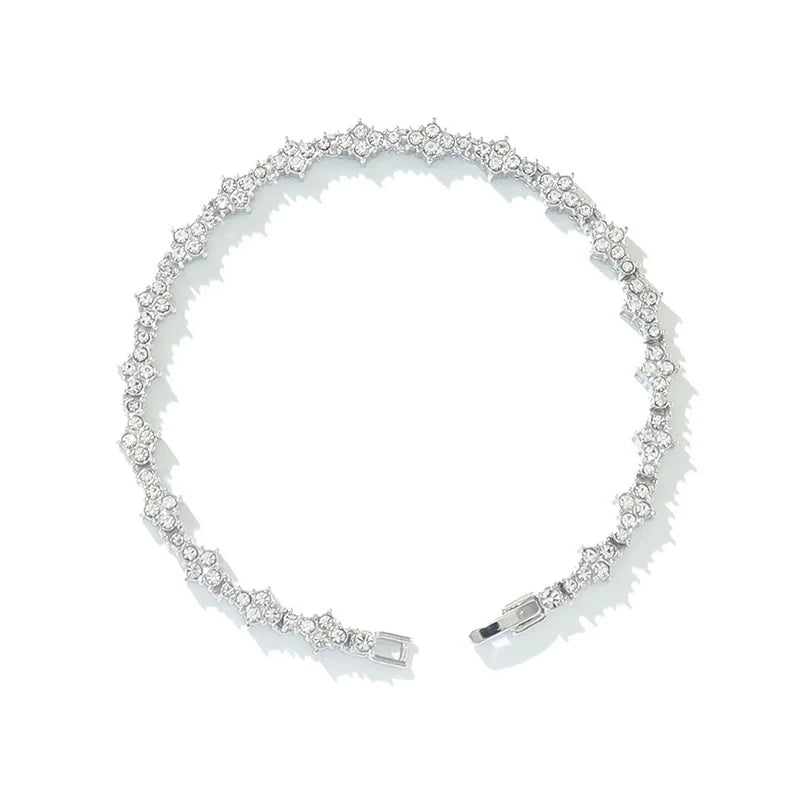 Iced Out Flower-Shaped Cross Tennis Bracelet