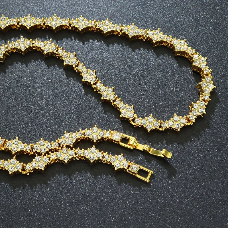 Iced Out Flower-Shaped Cross Tennis Bracelet